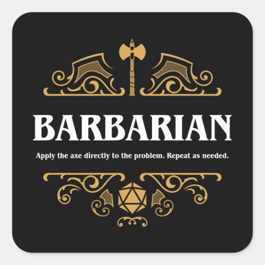 Barbarian Class Tabletop RPG Gaming Quadratischer Aufkleber (Vorderseite)