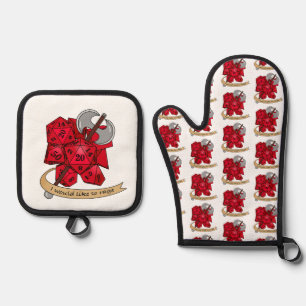 Barbarian Dice Design Ofenhandschuh & Topflappen-Set