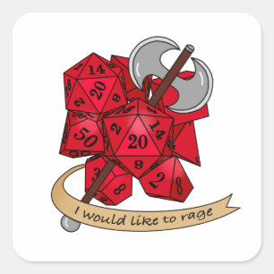 Barbarian Dice Design Quadratischer Aufkleber