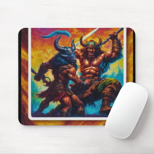 Barbarian King Fight Mousepad (Mit Mouse)