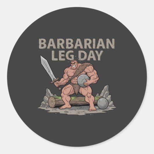 Barbarian Leg Day - Funny Gym Workout Runder Aufkleber (Vorderseite)