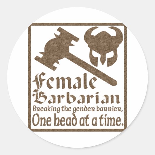 Barbarian weiblich runder aufkleber (Vorderseite)