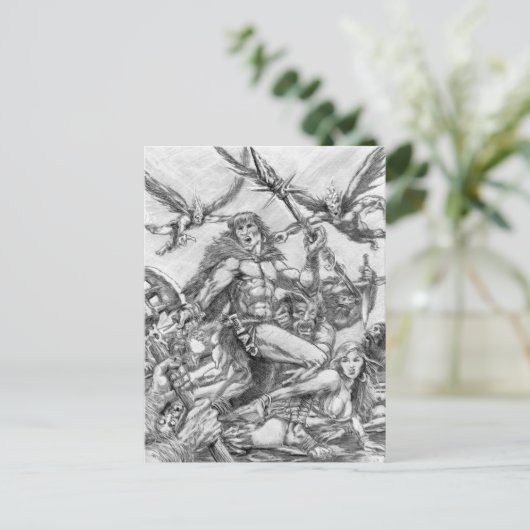 Barbarische Apokalypse Art. Postkarte (Stehend Vorderseite)