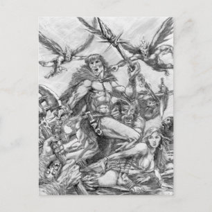 Barbarische Apokalypse Art. Postkarte