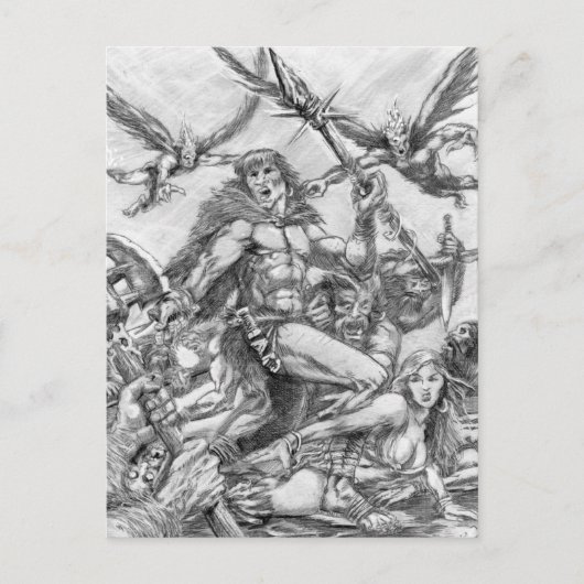 Barbarische Apokalypse Art. Postkarte (Vorderseite)