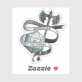 Barbarische Rolle für Schaden d20 großartige Axt Aufkleber