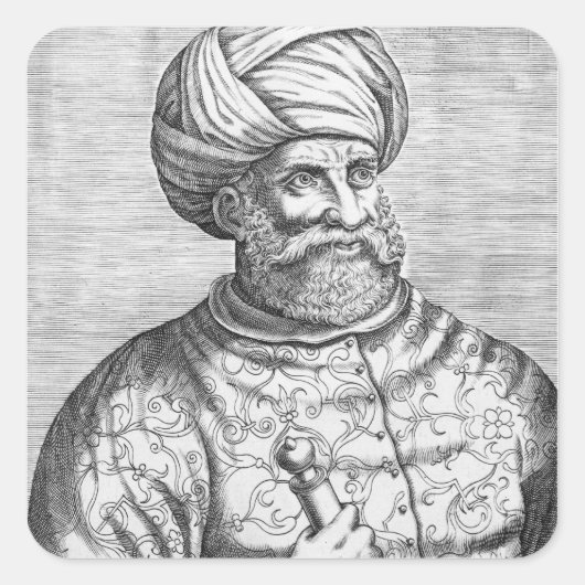 Barbarossa, Illustration von Andre Thevets Quadratischer Aufkleber (Vorderseite)