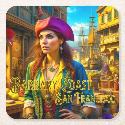 Barbary Coast San Francisco Pirate Paper Untersetz Rechteckiger Pappuntersetzer (Vorderseite)