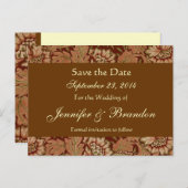 Barbe Brown Gold Damask Save the Date Postkarte (Vorne/Hinten)
