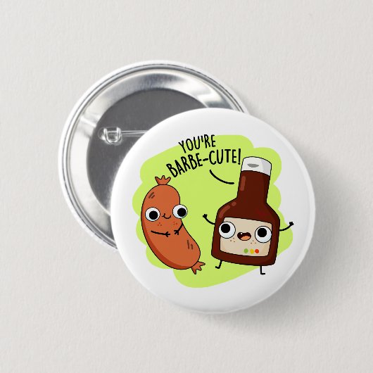 Barbe-niedlich Funny Barbecue Pun Button (Vorne & Hinten)