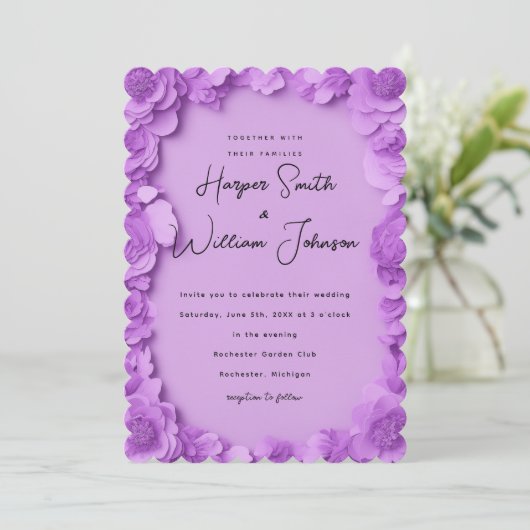 Barbecore Blumen Einladung (Stehend Vorderseite)