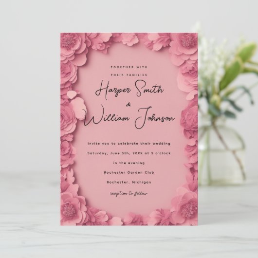 Barbecore Blumen Einladung (Stehend Vorderseite)