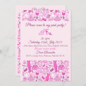 Barbecore Rosa und Hot-Pink Mode Einladung (Vorne/Hinten)