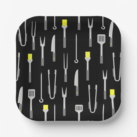 Barbecue-Ausrüstung Sommer-BBQ-Koch schwarze Pappteller (Vorderseite)