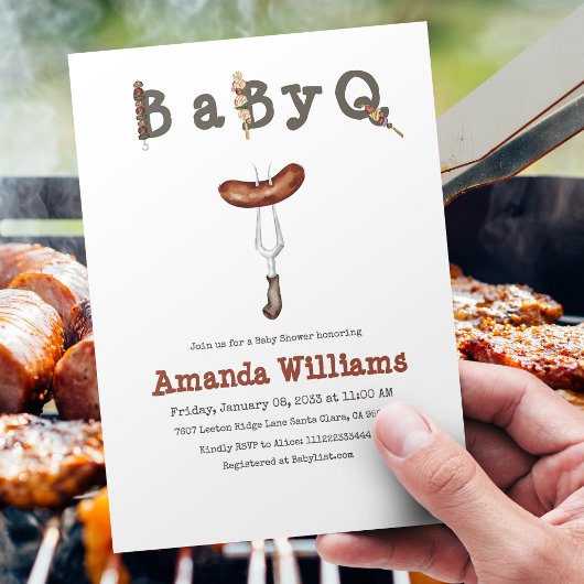 Barbecue Backyard Party Baby Shower BabyQ Einladung