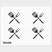 Barbecue Barbeque GRILLEN Barby Barbies Grill Ovaler Aufkleber (Blatt)