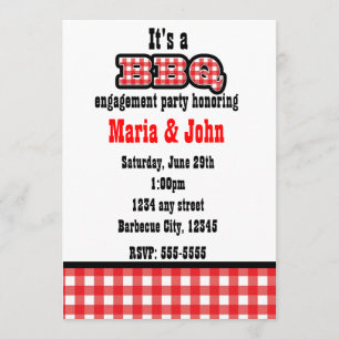 Barbecue BBQ Gingham Sommer Landparty Einladung