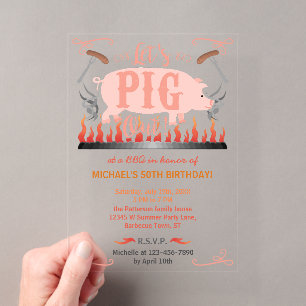 Barbecue BBQ Lustiges Schwein Sommer Geburtstagsfe Acryleinladungen