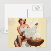 Barbecue Button-Up Girl Postkarte (Vorne/Hinten)