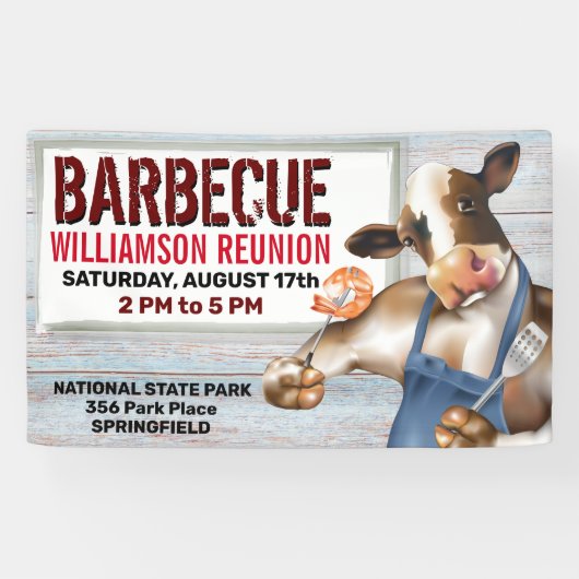 Barbecue Cookout Kuh Grillen Shrimps Banner (Horizontal)