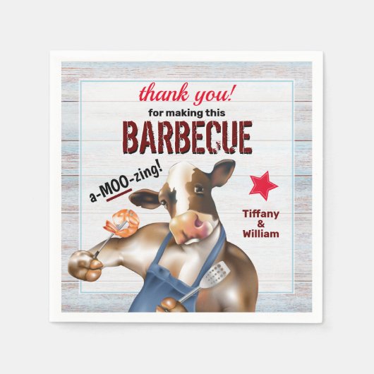 Barbecue Cookout Kuh Grillen Shrimps Serviette (Vorderseite)