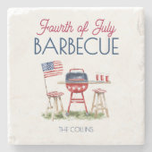 Barbecue Flag 4. Juli Sommer Party Steinuntersetzer (Vorderseite)