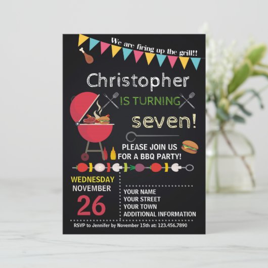 BARBECUE GEBURTSTAGLICHE EINLADUNG (Stehend Vorderseite)