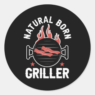 Barbecue Grillen Grillmaster Natural Geboren Grill Runder Aufkleber