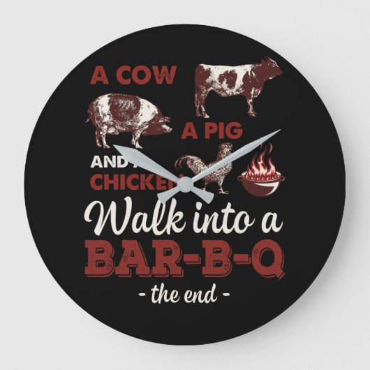 Barbecue GRILLEN Joke GIft Für Grill Master Koch Große Wanduhr (Vorderseite)