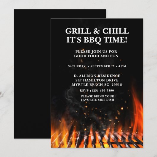 Barbecue-Grillfest im Sommer Einladung (Vorne/Hinten)