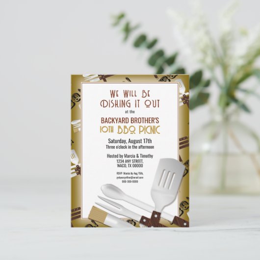 Barbecue Grilling Einladung (Stehend Vorderseite)