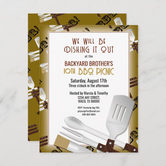 Barbecue Grilling Einladung (Vorne/Hinten)