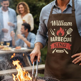 Barbecue King Apron with Custom Name Schürze