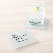 Barbecue King hinzufügen Namen Text Männer Küche B Glasuntersetzer (Schrägansicht)