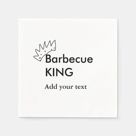 Barbecue King hinzufügen Namen Text Männer Küche B Serviette (Vorderseite)