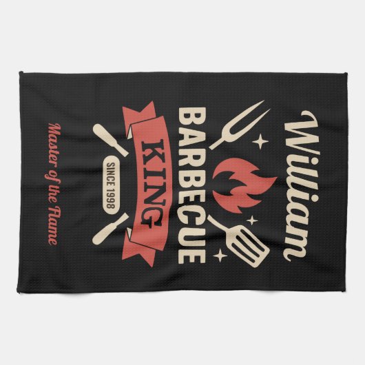 Barbecue King - Kitchen Towel (Custom Name) Geschirrtuch (Horizontal)