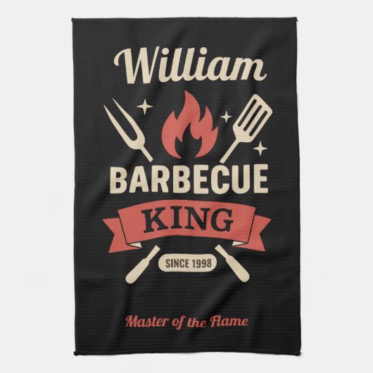 Barbecue King - Kitchen Towel (Custom Name) Geschirrtuch (Vertikal)