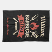 Barbecue King Kitchen Towel with Custom Name Geschirrtuch (Horizontal)
