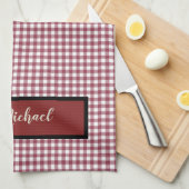 Barbecue Koch Red Gingham Karo Personalisiert Geschirrtuch (Viertel Falte)
