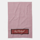 Barbecue Koch Red Gingham Karo Personalisiert Geschirrtuch (Vertikal)