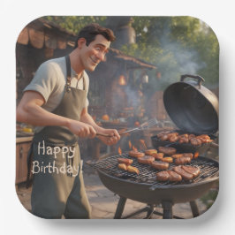 Barbecue Man Birthday Pappteller