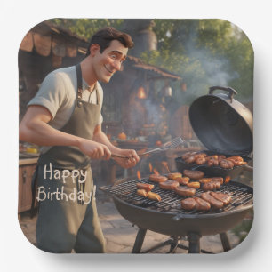 Barbecue Man Birthday Pappteller