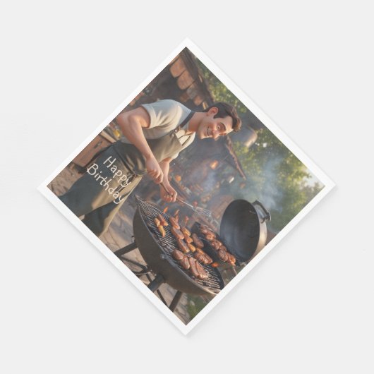 Barbecue Man Birthday Serviette (Ecke)