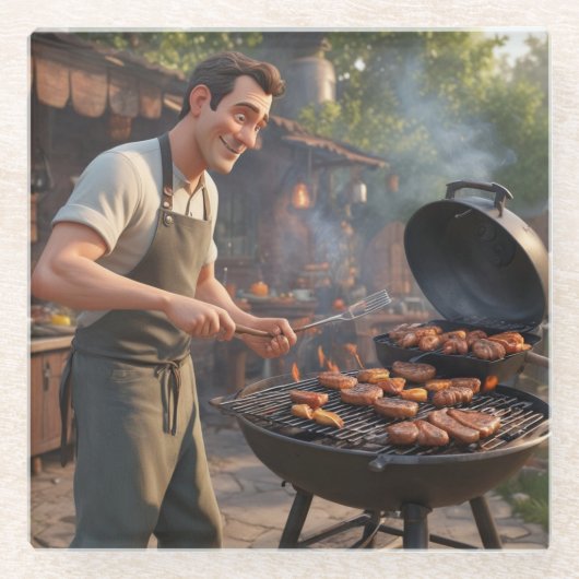 Barbecue Man Trivet Glasuntersetzer (Vorderseite)
