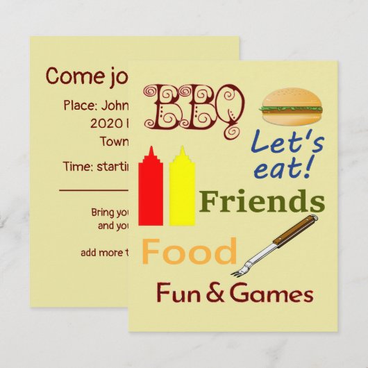 Barbecue-Party Einladung (Vorne/Hinten)