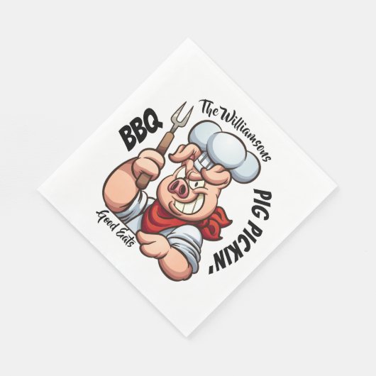 Barbecue Pig Pickin' Napkin Serviette (Ecke)