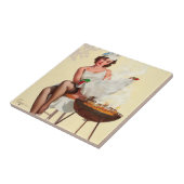 Barbecue Pin-Up Mädchen Fliese (Seite)