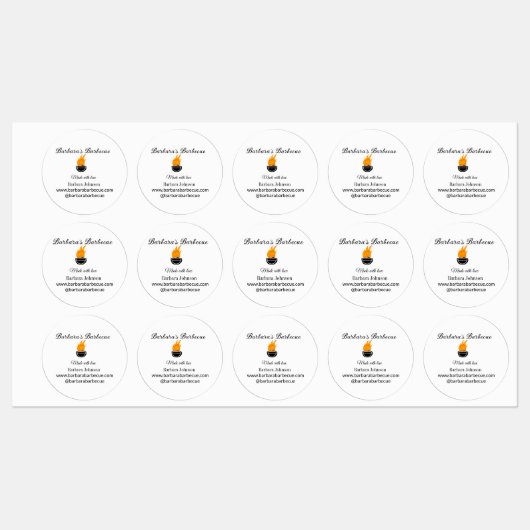 Barbecue Restaurant Küche Social Media Website Etiketten (Blatt)