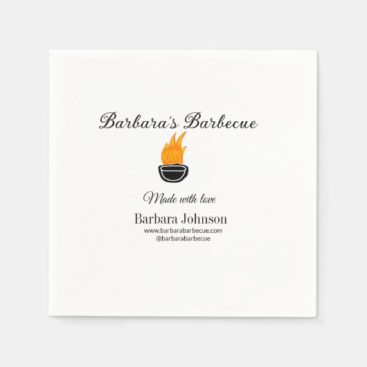 Barbecue Restaurant Küche Social Media Website Serviette (Vorderseite)