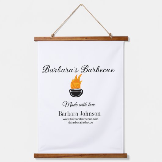 Barbecue Restaurant Küche Social Media Website Wandteppich Mit Holzrahmen (Vorderseite)